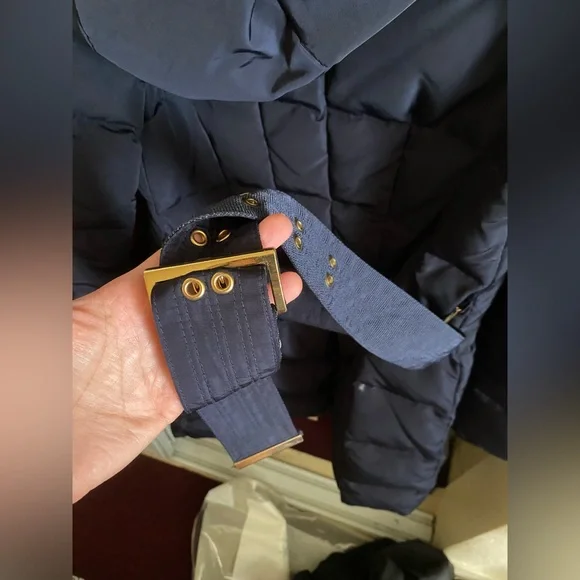 Zara Basic Navy Quilted Long Puffer Coat Jacket – Size Small - Picture 4 of 4